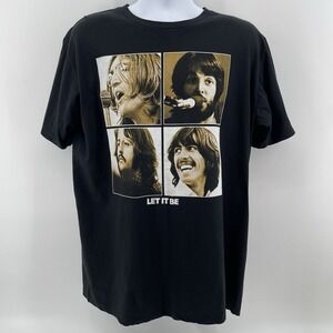 Beatles T-Shirt Men XL Short Sleeve Black Let It Be Album Cover Graphic Cotton